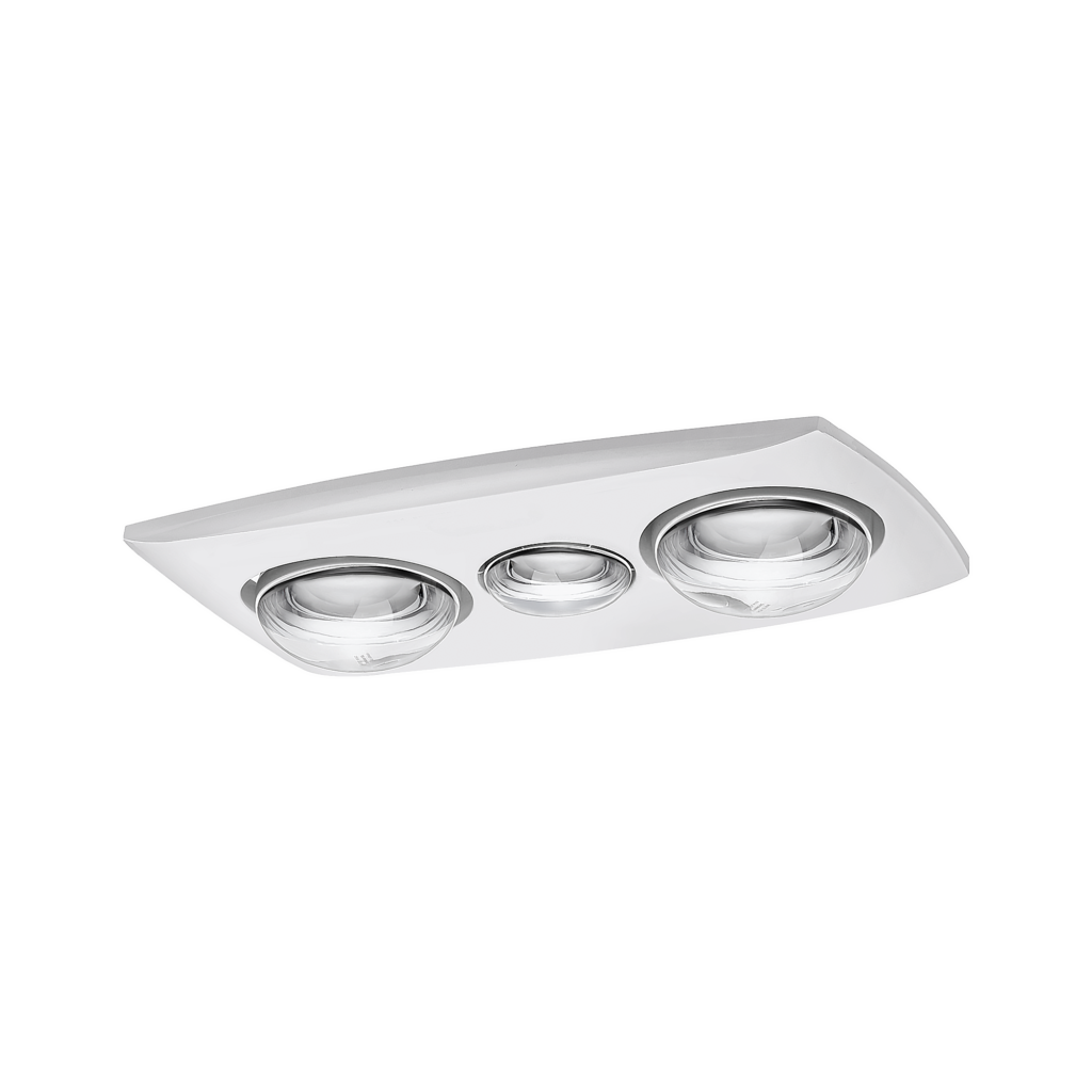 Contour 2 3-in-1 bathroom heater with 2 heat lamps and an LED light