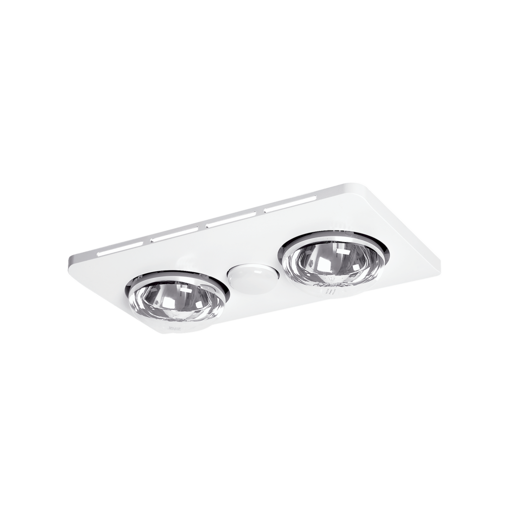 Essence 2 3-in-1 bathroom heater with 2 heat lamps and an LED light