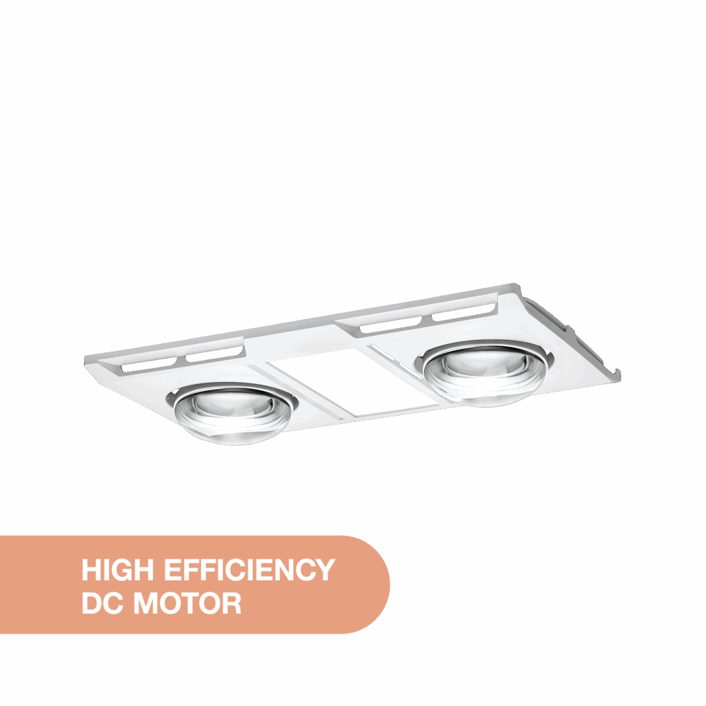 Profile Panel DC 2 3-in-1 High Performance Heater Fan Exhaust with 12W Tricolour LED Light