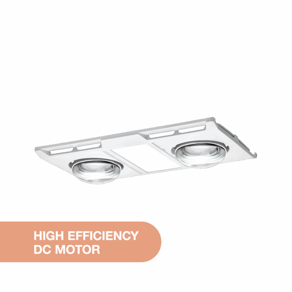 Profile Panel DC 2 3-in-1 High Performance Heater Fan Exhaust with 12W Tricolour LED Light