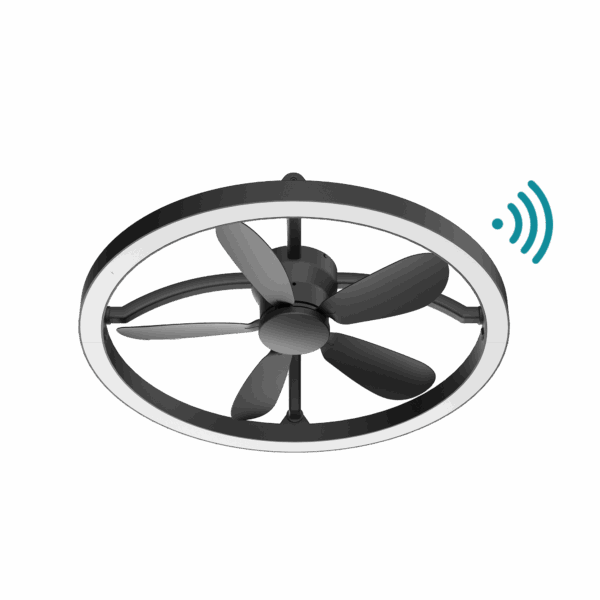 Catalina WiFi Smart 5-Blade Halo Ceiling Fan with Integrated LED Ring Light and Modern Black Finish