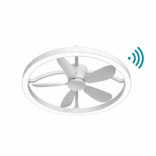 Catalina WiFi Smart 5-Blade Halo Ceiling Fan with Integrated LED Ring Light and Modern White Finish