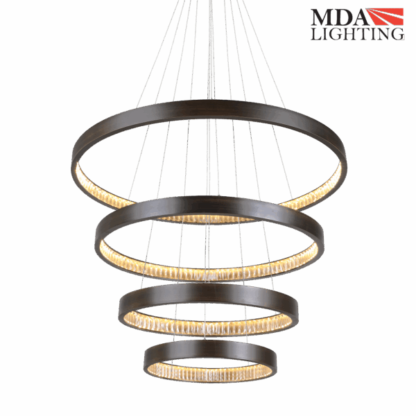Margo 60cm LED Halo Chandelier with Crystal-Lined Interior and Bronze Finish