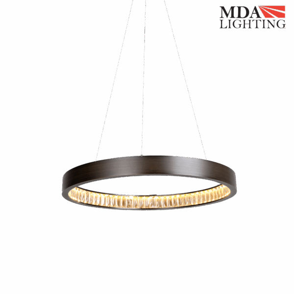 Margo 60cm LED Halo Chandelier with Crystal-Lined Interior and Bronze Finish