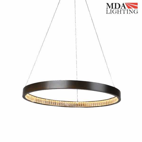 Margo 60cm LED Halo Chandelier with Crystal-Lined Interior and Bronze Finish