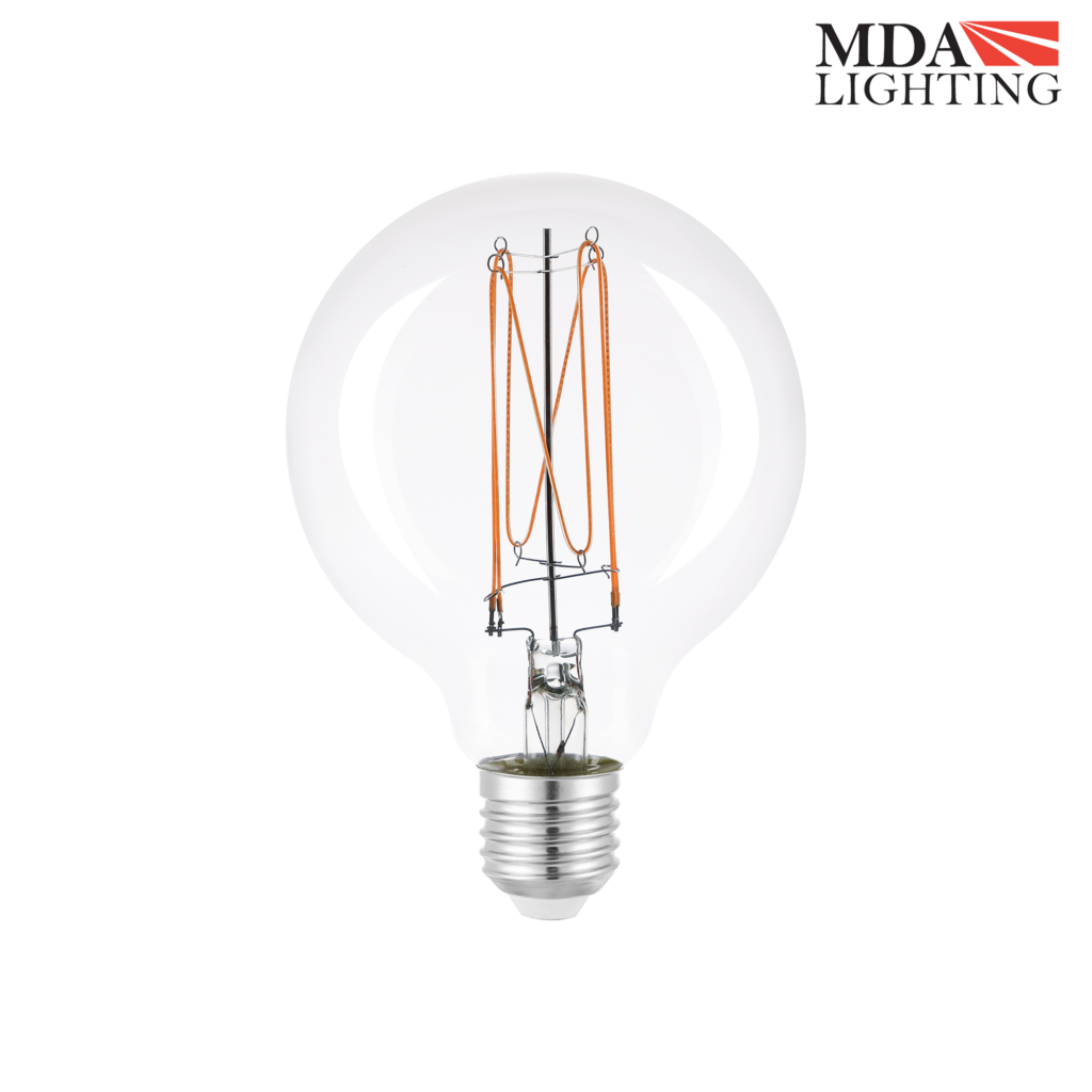 125mm G125 large globe vintage LED filament bulb with E27 base and clear glass