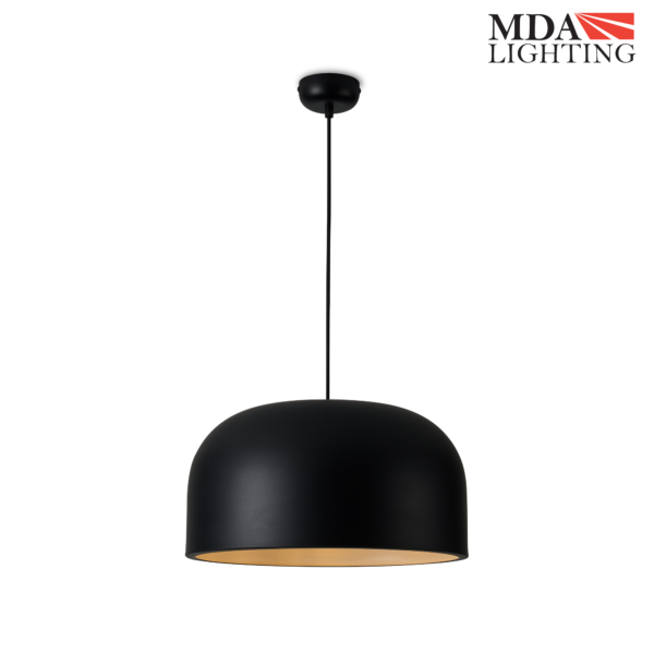 Oslo large 220mm black dome pendant light with adjustable 1500mm suspension