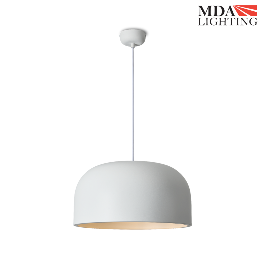 Oslo large 220mm white dome pendant light with adjustable 1500mm suspension
