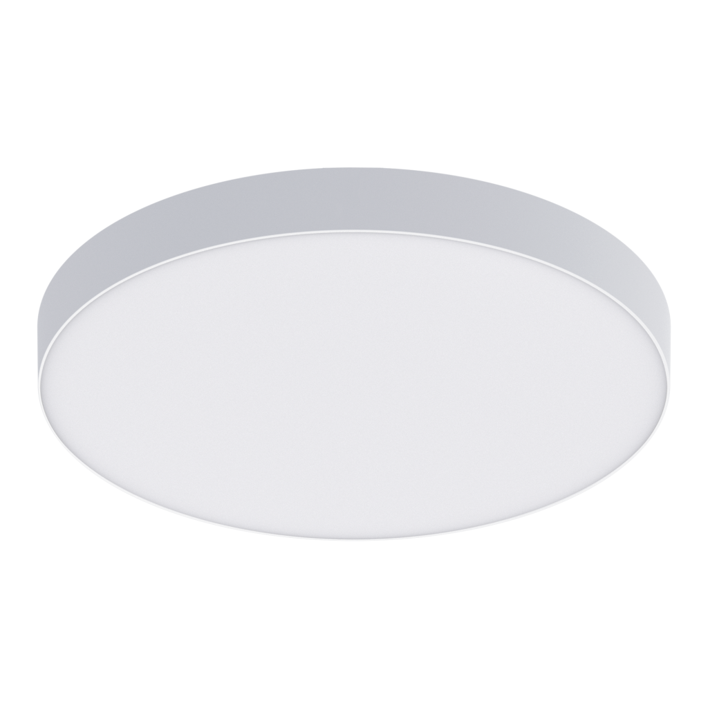 Martec Quest Tricolour LED ceiling light in white, flush-mounted circular oyster light design.