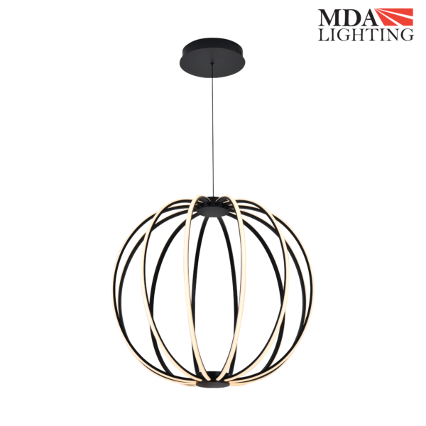 Stellar ring pendant light, oval black cage shade dimension drawing